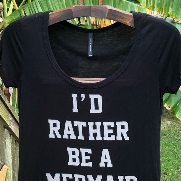Triumph I’d rather bea mermaid black ladies shirt - Picture 2 of 6